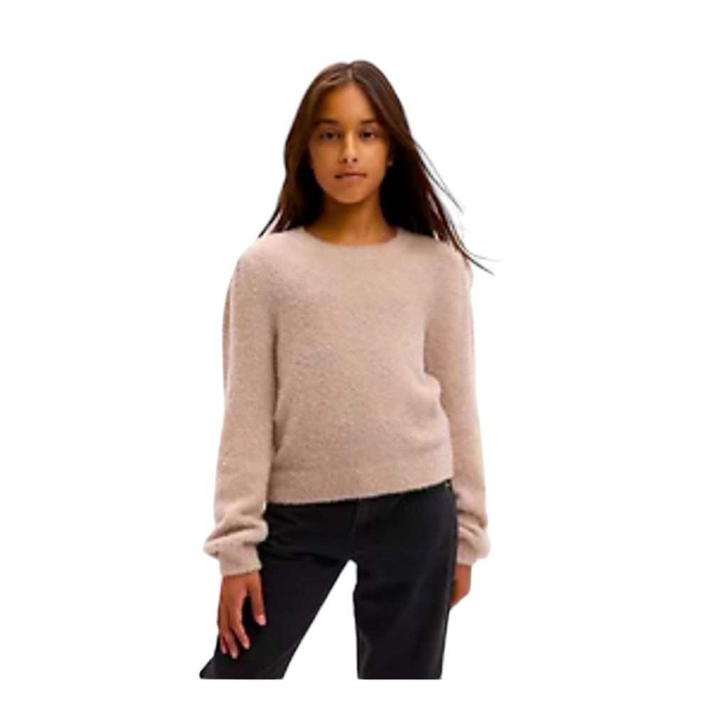 Gap Girls Metallic Shine Pullover Sweater, Pink Rose, Size XS, NEW